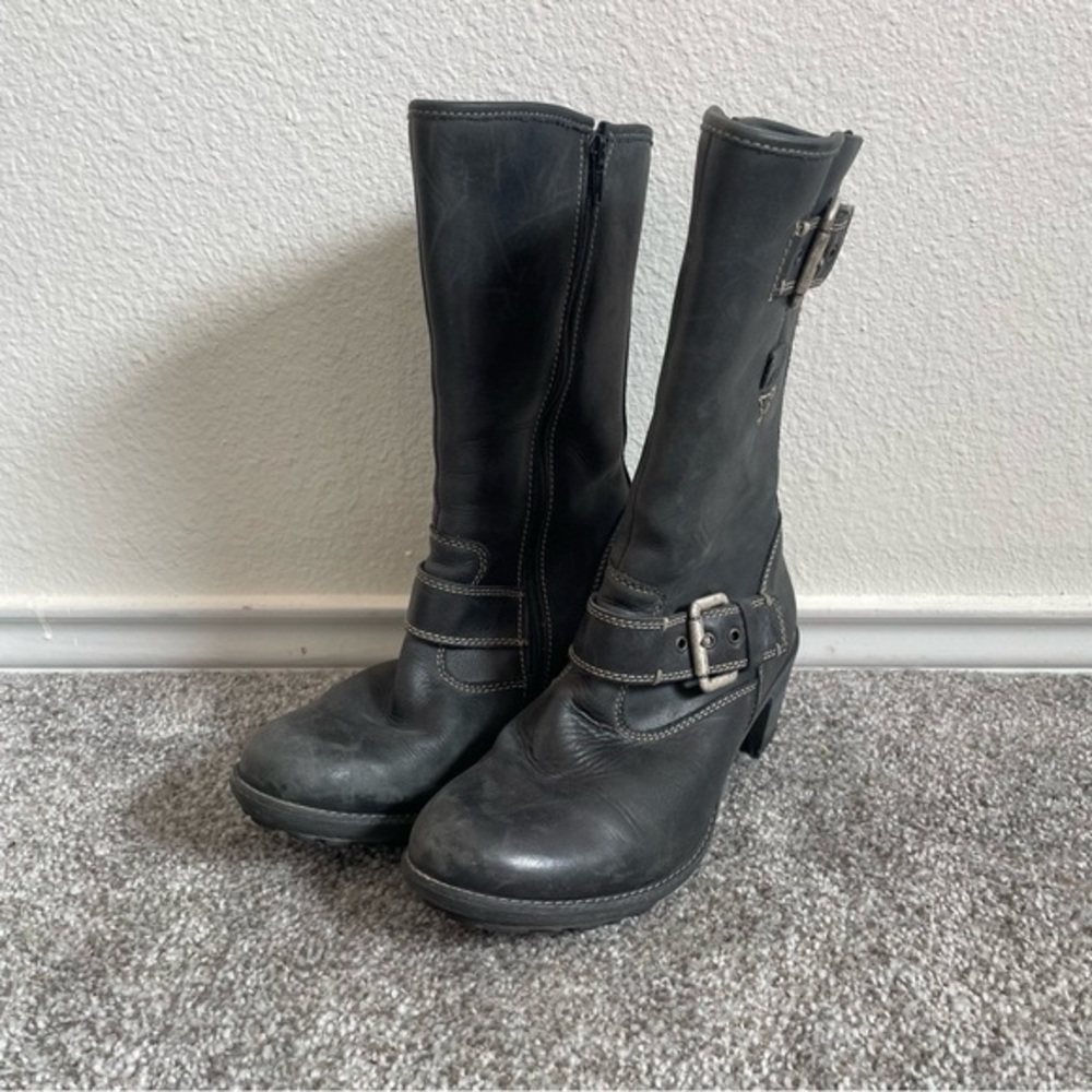 Josef Seibel Boots Women’s Size 7 Charcoal Gray Leather Heeled Boots Comfort